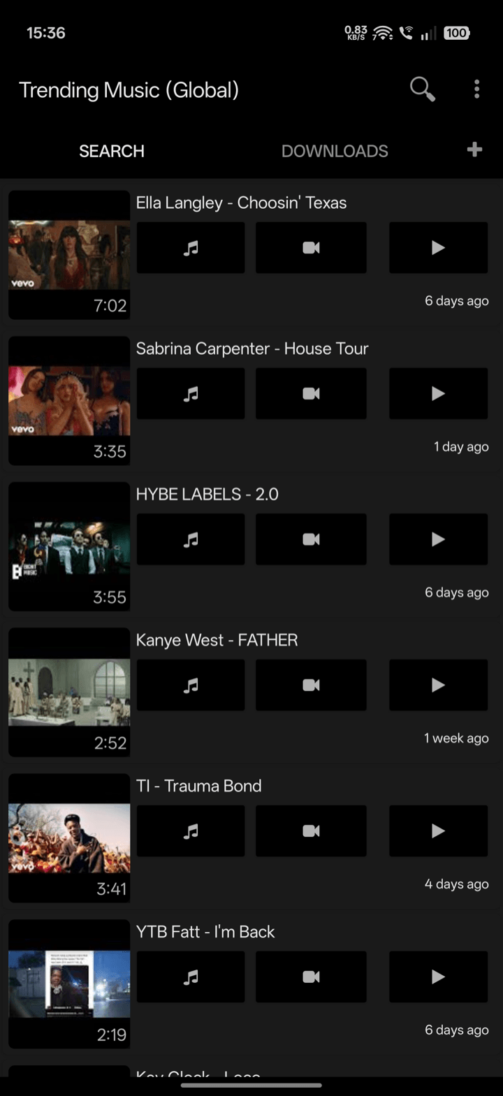 YT3 YouTube music downloader — search and browse trending music