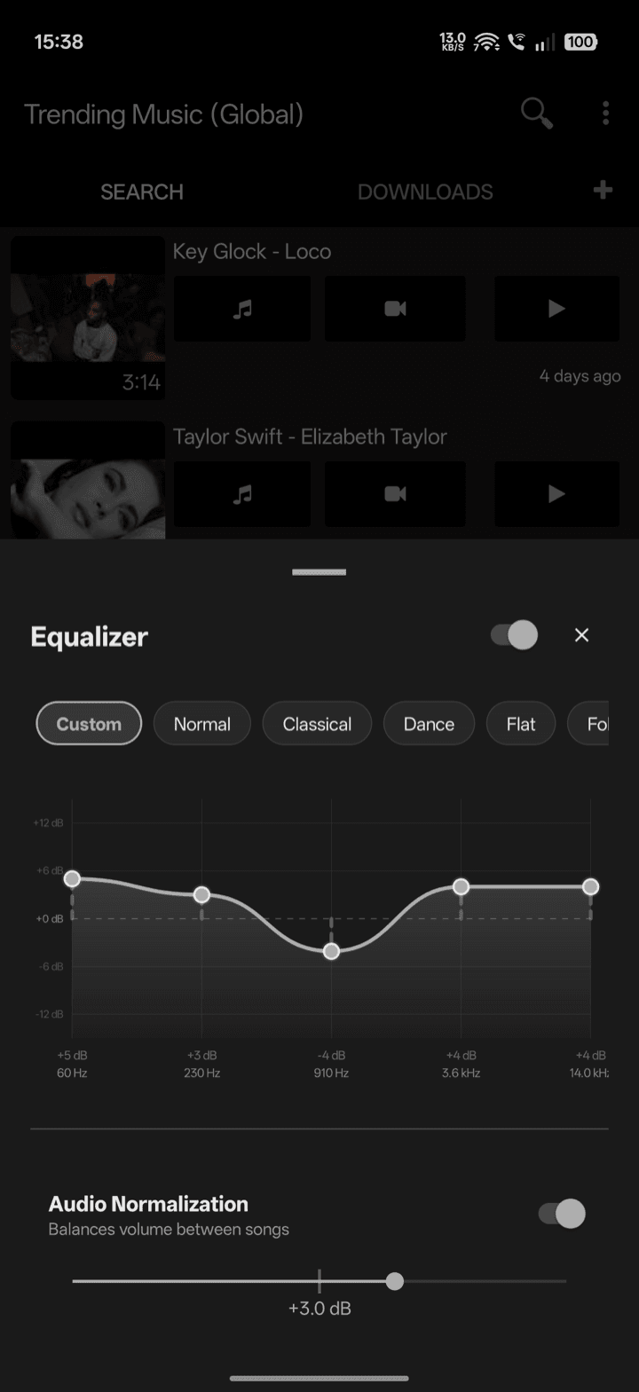 YT3 10-band equalizer with bass boost and classical presets