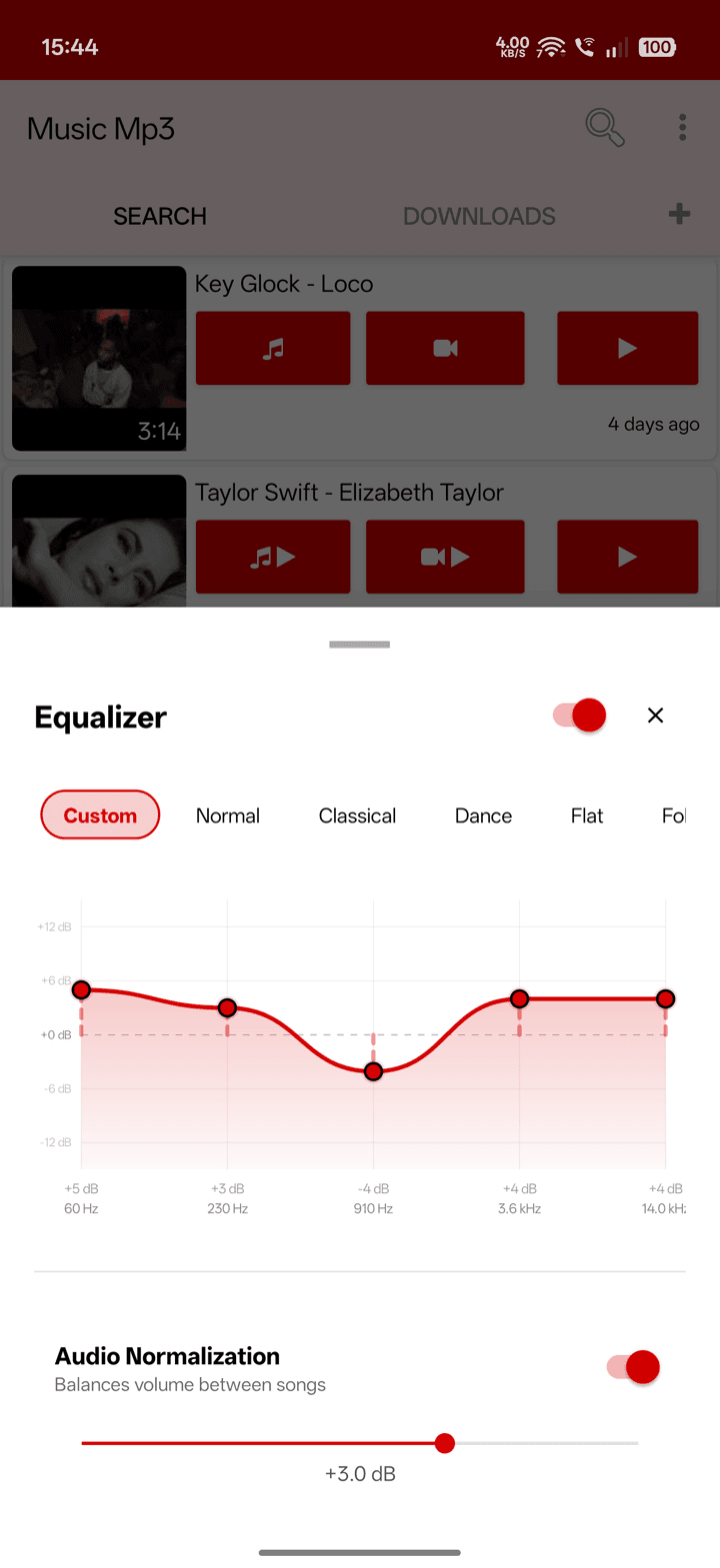 YT3 10-band equalizer with bass boost and classical presets