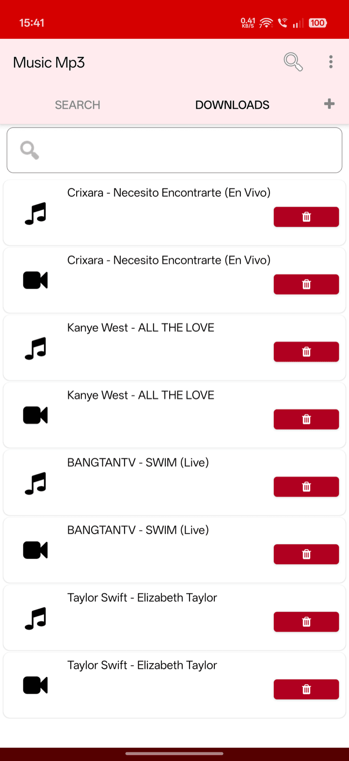 YT3 download manager with completed MP3 downloads